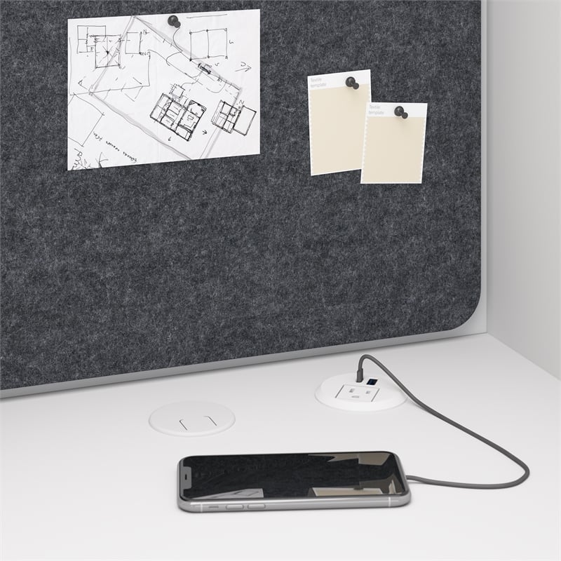 Hustle 60W 2 Person Cubicle Desk with Storage in White - Engineered Wood