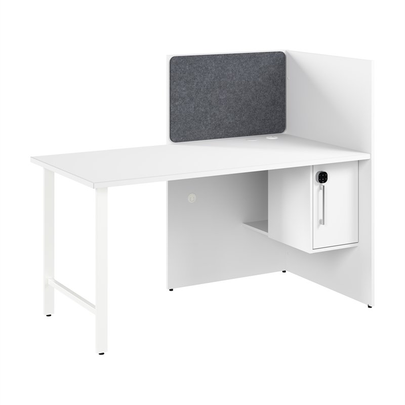 Hustle 60-inch Office Cubicle Desk with Storage in White - Engineered Wood