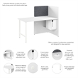 Hustle 60-inch Office Cubicle Desk with Storage in White - Engineered Wood