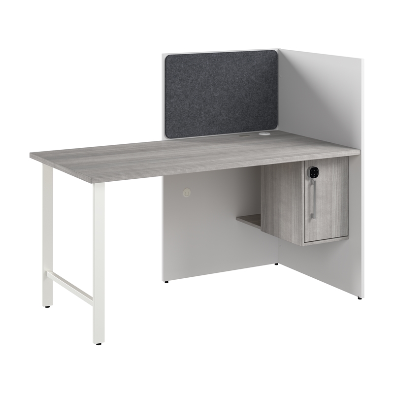 Hustle 60-inch Office Cubicle Desk with Storage in White/Gray - Engineered Wood