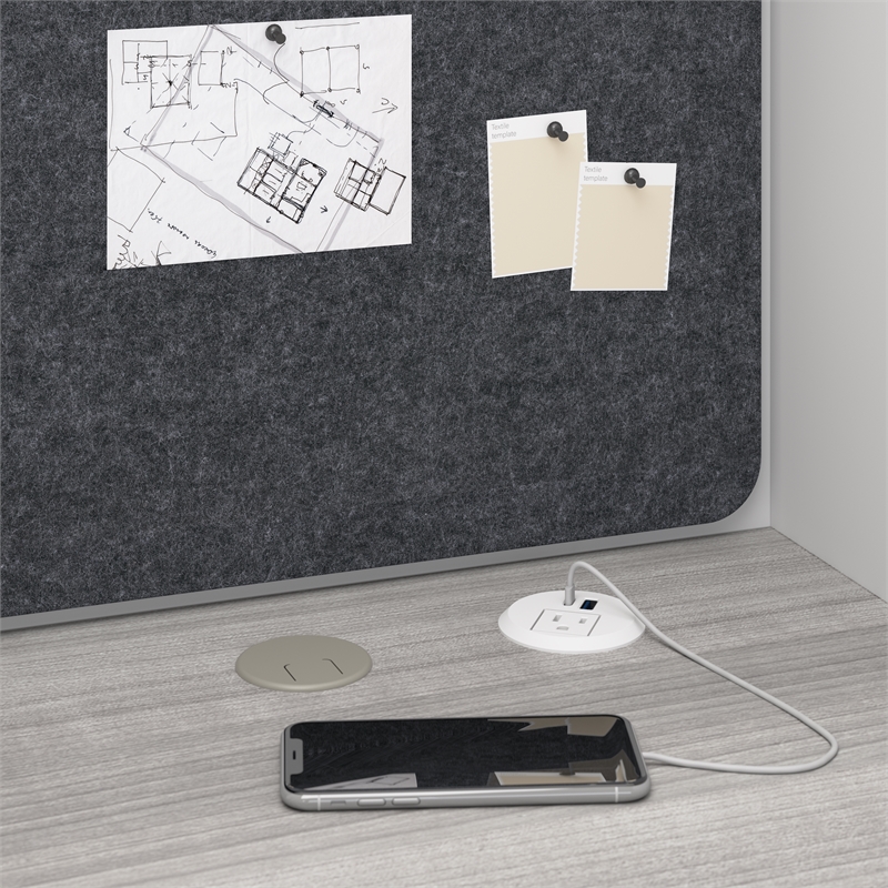 Hustle 60-inch Office Cubicle Desk with Storage in White/Gray - Engineered Wood