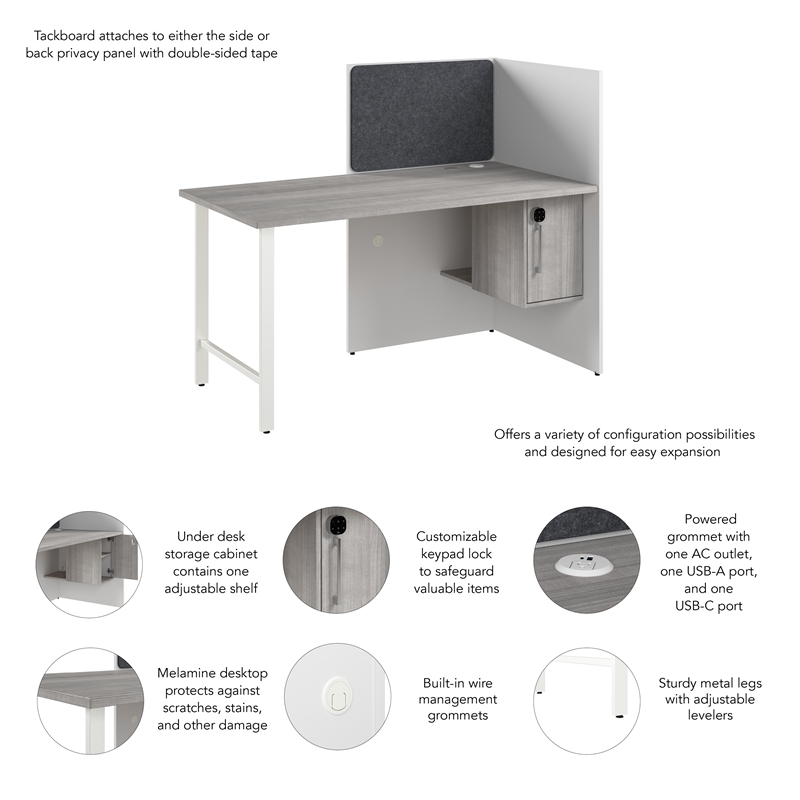 Hustle 60-inch Office Cubicle Desk with Storage in White/Gray - Engineered Wood