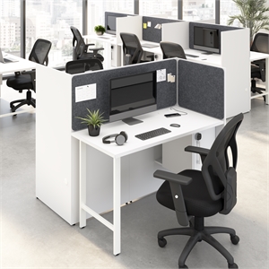 Hustle 48W 2 Person Cubicle with Tackboard in White - Engineered Wood