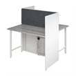 Hustle 48W 2 Person Cubicle with Tackboard in White/Gray - Engineered Wood