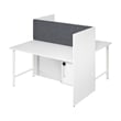 Hustle 60W 2 Person Cubicle with Tackboard in White - Engineered Wood
