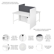 Hustle 60W 2 Person Cubicle with Tackboard in White - Engineered Wood