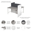 Hustle 60W 2 Person Cubicle with Tackboard in White/Gray - Engineered Wood