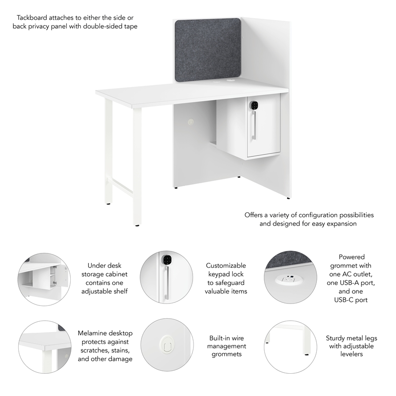 Hustle 48-inch Office Cubicle Desk with Storage in White - Engineered Wood