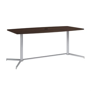 72W Office Conference Table with Metal Base in Black Walnut - Engineered Wood
