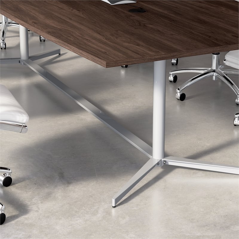 72W Office Conference Table with Metal Base in Black Walnut - Engineered Wood