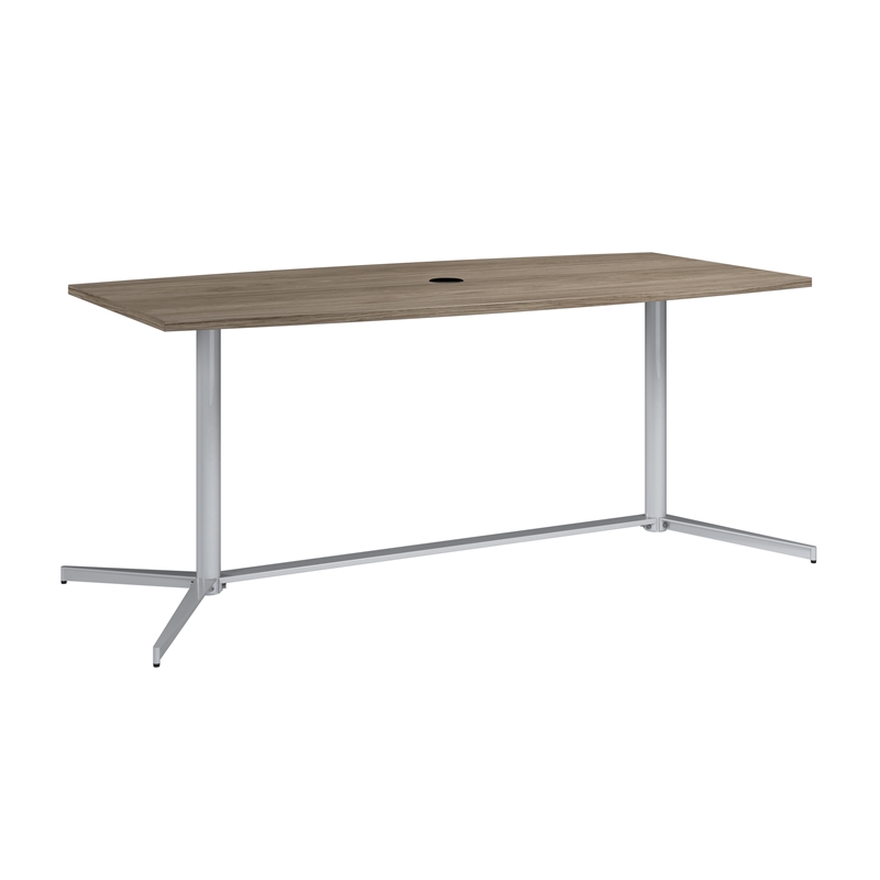 72W Office Conference Table with Metal Base in Modern Hickory - Engineered Wood