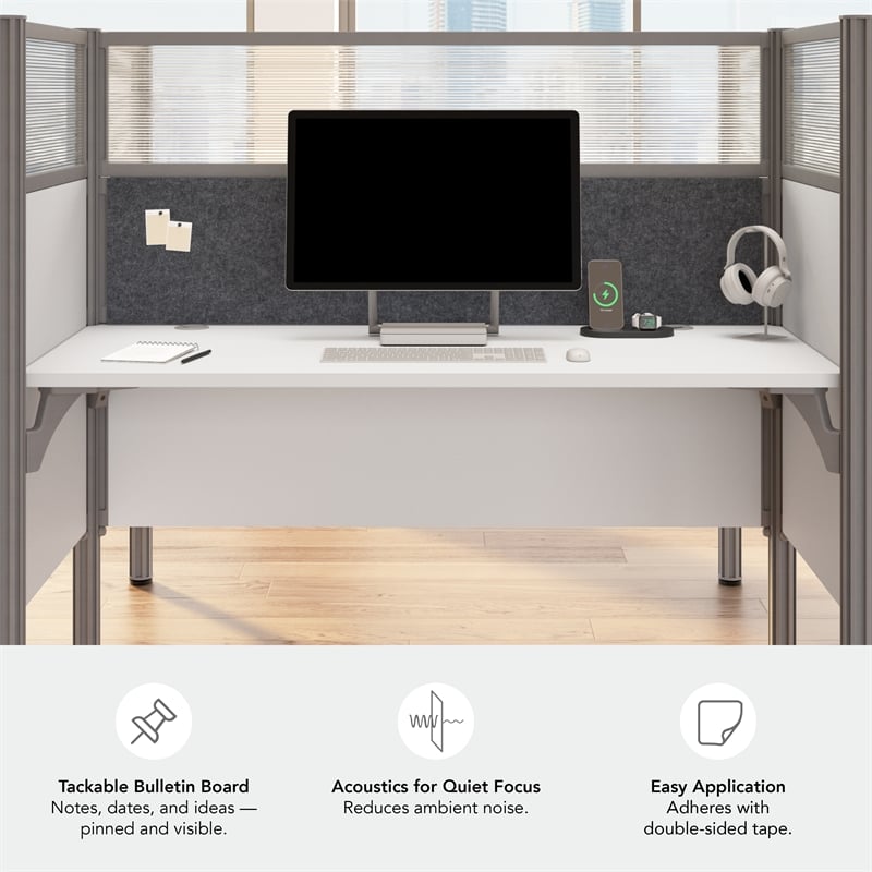 ProBiz 4 Person Office Cubicle Desk with High Panels in White - Engineered Wood