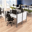 ProBiz 2 Person Office Cubicle Desk with Low Panels in White - Engineered Wood