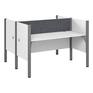 ProBiz 2 Person Office Cubicle Desk with Low Panels in White - Engineered Wood