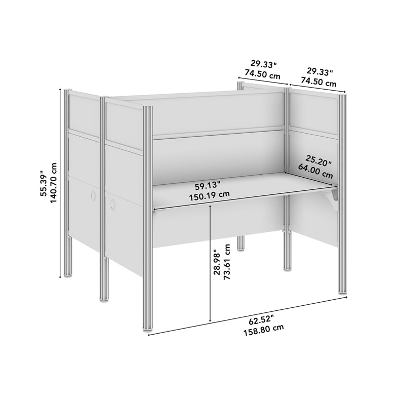 ProBiz 2 Person Office Cubicle Desk with High Panels in White - Engineered Wood