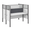 ProBiz 2 Person Office Cubicle Desk with High Panels in White - Engineered Wood