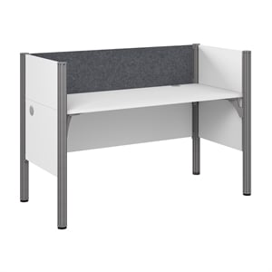 ProBiz Single Cubicle Desk with Low Privacy Panels in White - Engineered Wood