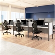 ProBiz 3 Person Office Cubicle Desk with Low Panels in White - Engineered Wood