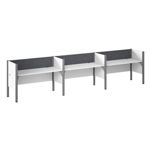 ProBiz 3 Person Office Cubicle Desk with Low Panels in White - Engineered Wood