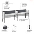 ProBiz Double Cubicle Desk with Low Privacy Panels in White - Engineered Wood