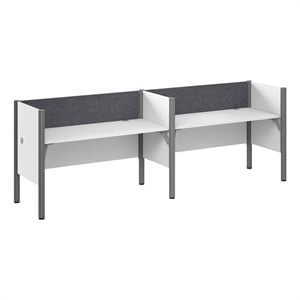 ProBiz Double Cubicle Desk with Low Privacy Panels in White - Engineered Wood