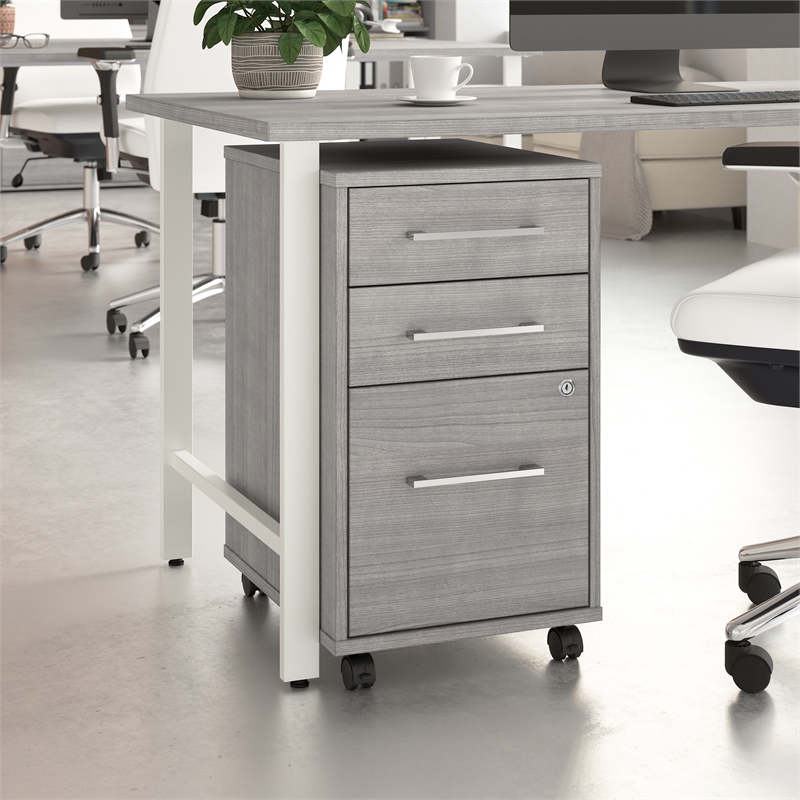 Hustle 3 Drawer Rolling File Cabinet with Lock in Plat. Gray - Engineered Wood