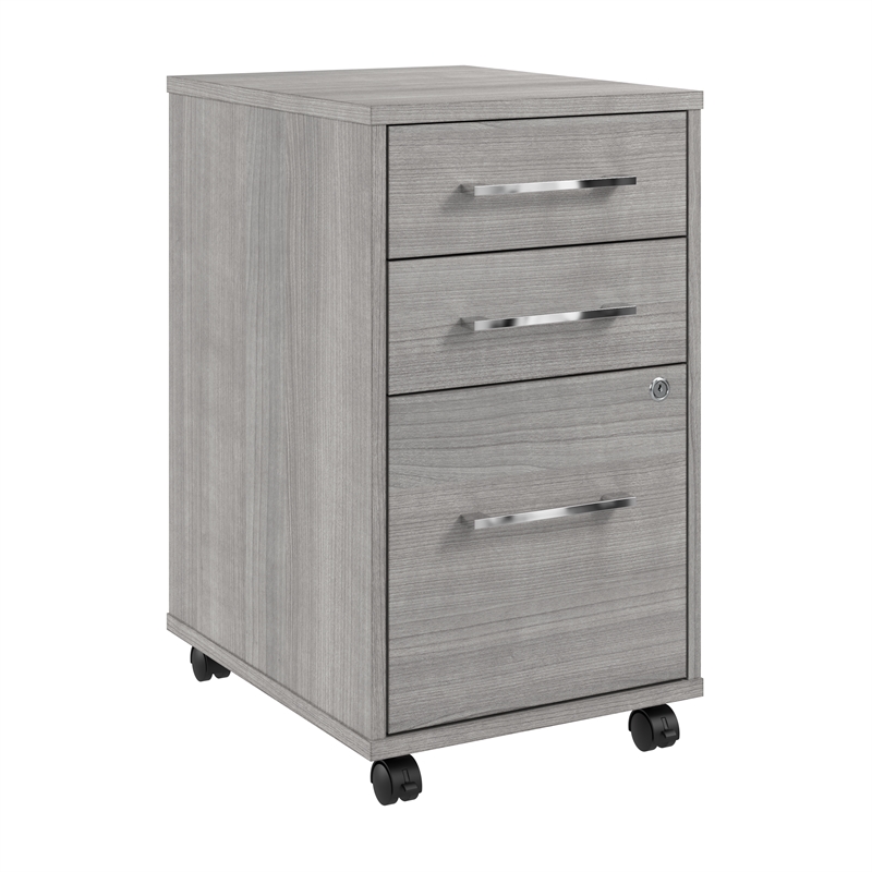 Hustle 3 Drawer Rolling File Cabinet with Lock in Plat. Gray - Engineered Wood