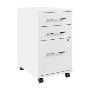 Hustle 3 Drawer Rolling File Cabinet with Lock in White - Engineered Wood