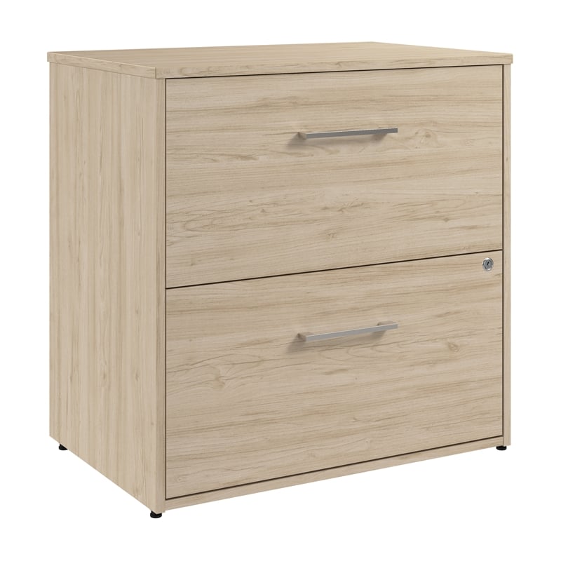 Hustle 2 Drawer Lateral File Cabinet with Lock in Natural Elm - Engineered Wood