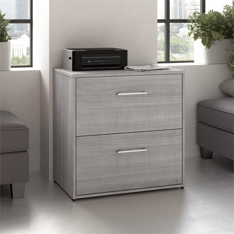 Hustle 2 Drawer Lateral File Cabinet with Lock in Plat. Gray - Engineered Wood