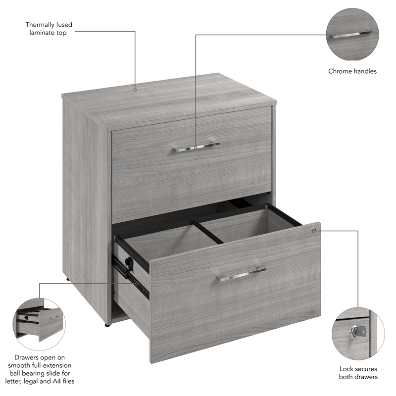 Hustle 2 Drawer Lateral File Cabinet with Lock in Plat. Gray - Engineered Wood