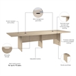120W Office Conference Table with Wood Base in Natural Elm - Engineered Wood