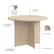 42W Round Conference Table with Wooden Base in Natural Elm - Engineered Wood