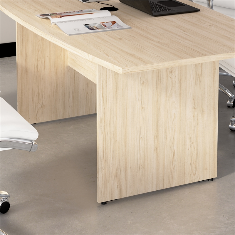 72W Office Conference Table with Wooden Base in Natural Elm - Engineered Wood