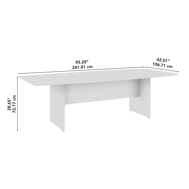 96W Office Conference Table with Wooden Base in Natural Elm - Engineered Wood