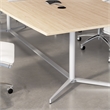 120W Office Conference Table with Metal Base in Natural Elm - Engineered Wood