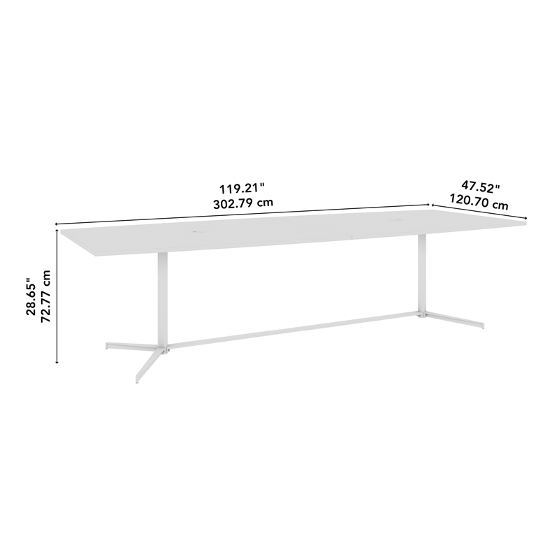 120W Office Conference Table with Metal Base in Natural Elm - Engineered Wood