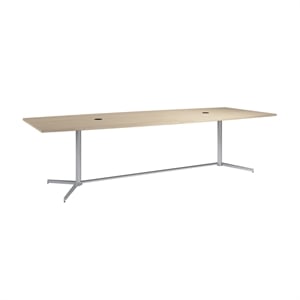 120W Office Conference Table with Metal Base in Natural Elm - Engineered Wood