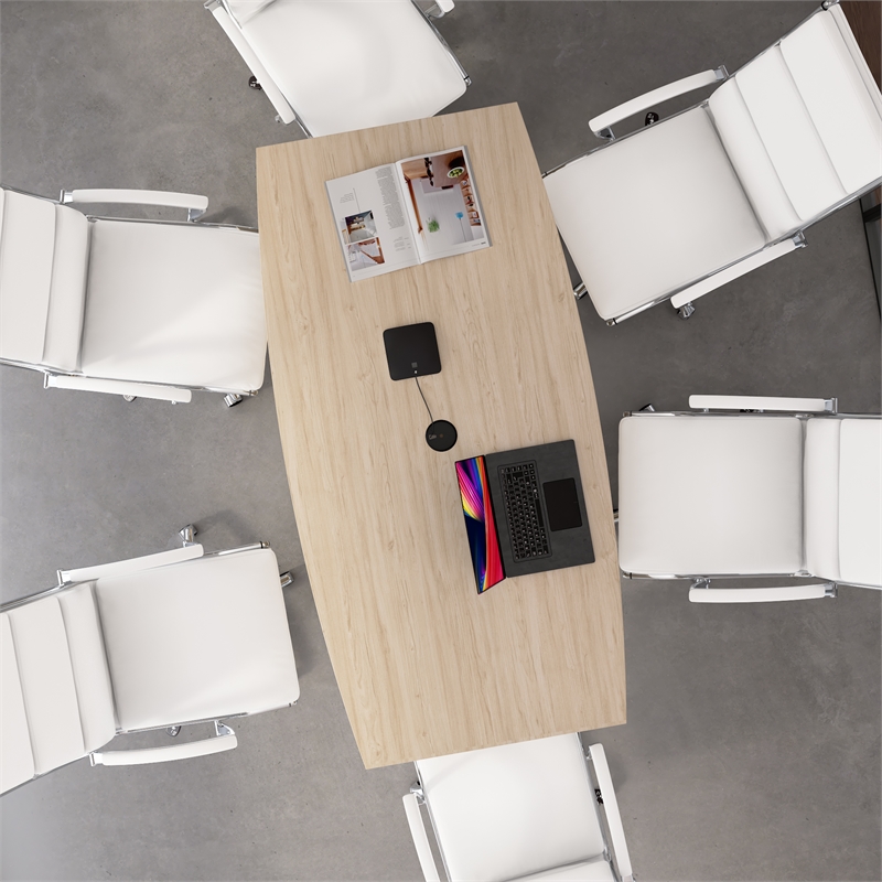 72W Office Conference Table with Metal Base in Natural Elm - Engineered Wood