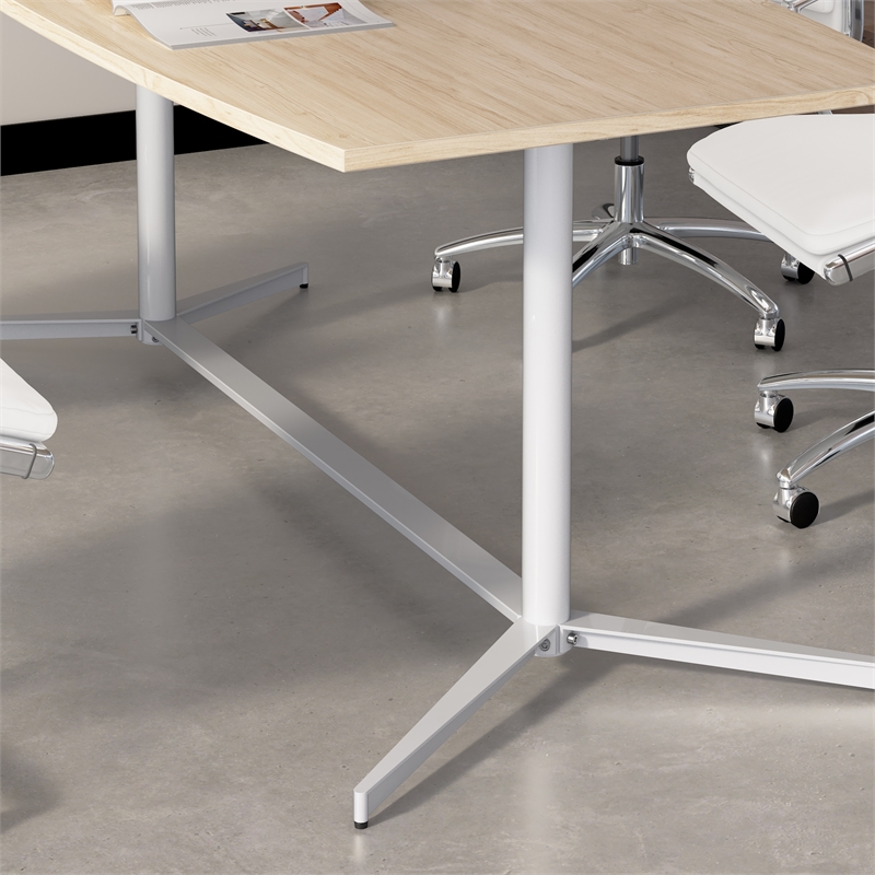 72W Office Conference Table with Metal Base in Natural Elm - Engineered Wood