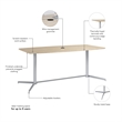 72W Office Conference Table with Metal Base in Natural Elm - Engineered Wood