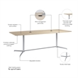 96W Office Conference Table with Metal Base in Natural Elm - Engineered Wood