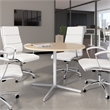 42W Round Conference Table with Metal Base in Natural Elm - Engineered Wood