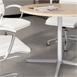 42W Round Conference Table with Metal Base in Natural Elm - Engineered Wood