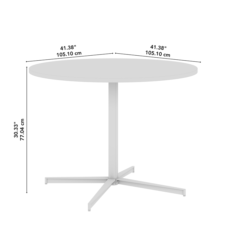 42W Round Conference Table with Metal Base in Natural Elm - Engineered Wood