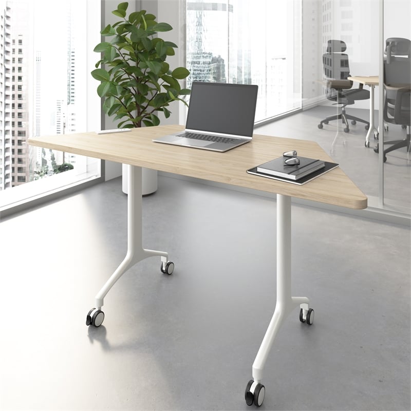 Synergy 60-inch Trapezoid Modular Conference Table in Elm - Engineered Wood