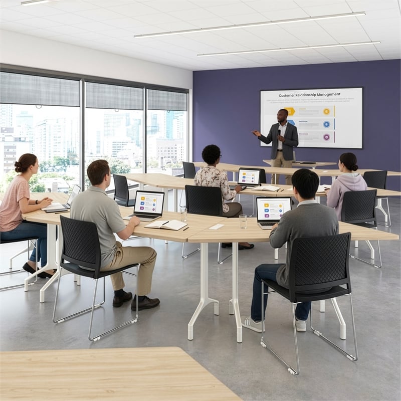 Synergy 60-inch Trapezoid Modular Conference Table in Elm - Engineered Wood