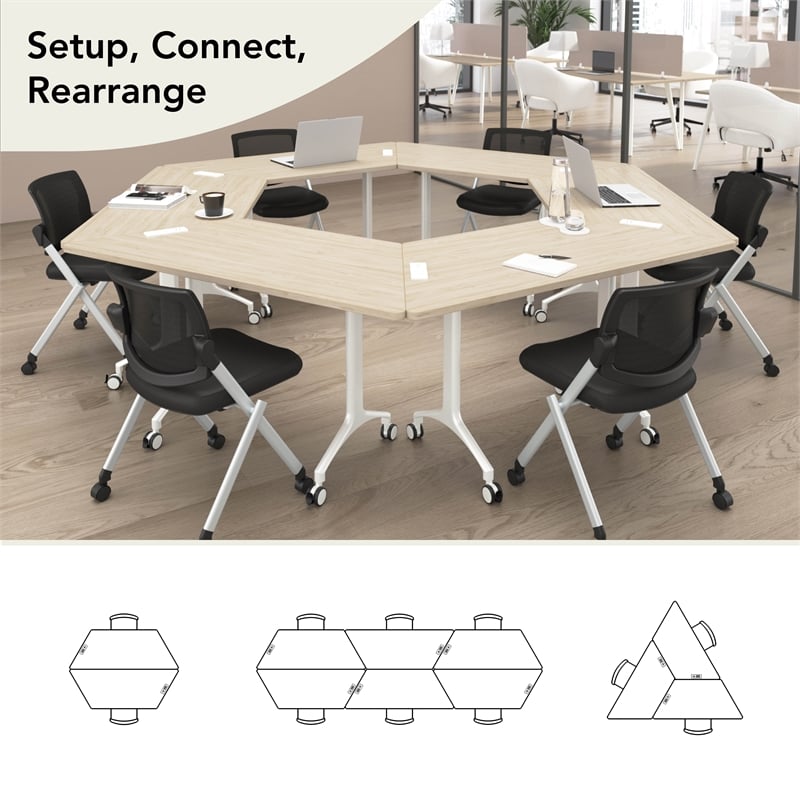 Synergy 60-inch Trapezoid Modular Conference Table in Elm - Engineered Wood