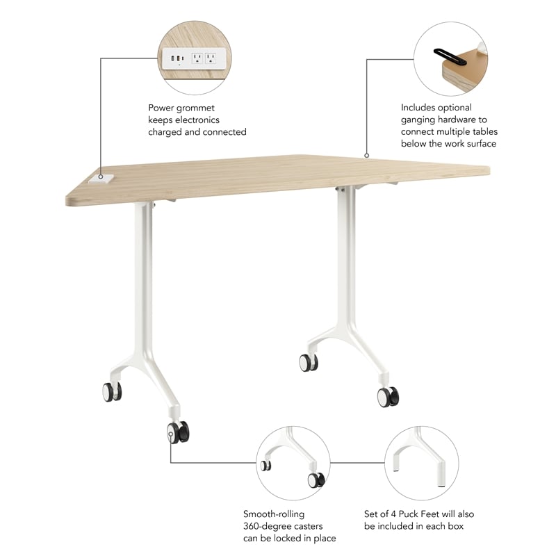 Synergy 60-inch Trapezoid Modular Conference Table in Elm - Engineered Wood