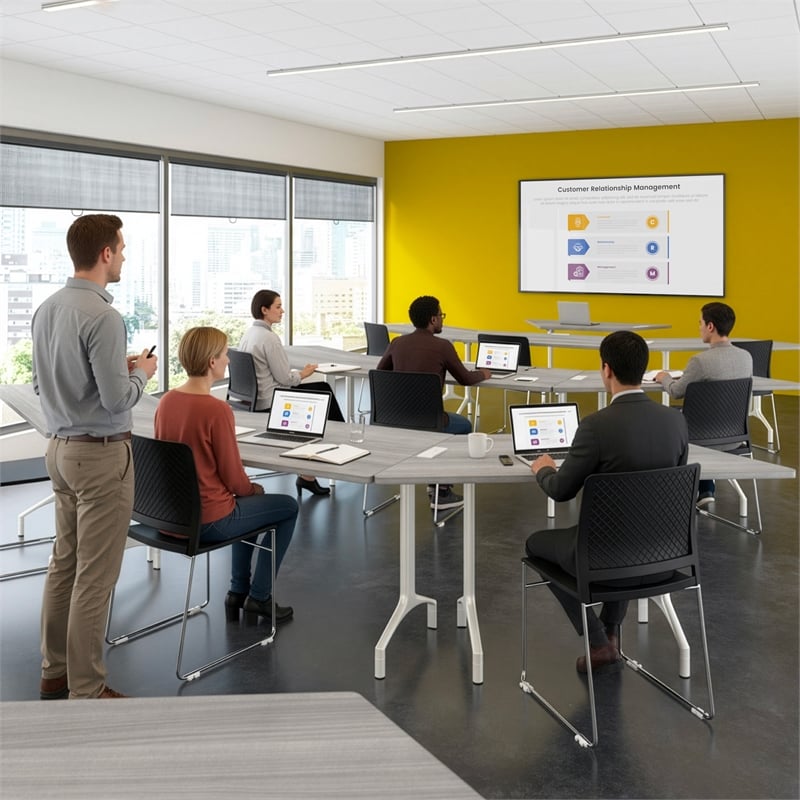Synergy 72-inch Trapezoid Modular Conference Table in Gray - Engineered Wood